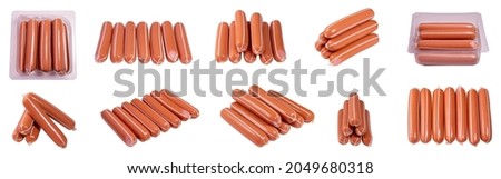 A set of sausages isolated on a white background.Sausages for frying and grilling beef, chicken and pork.