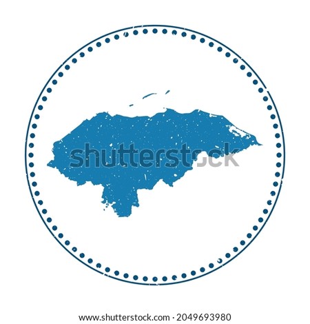 Honduras sticker. Travel rubber stamp with map of country, vector illustration. Can be used as insignia, logotype, label, sticker or badge of the Honduras.