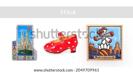 Magnetic souvenir from Spain. Translation of the inscription: -. Design element with clipping path
