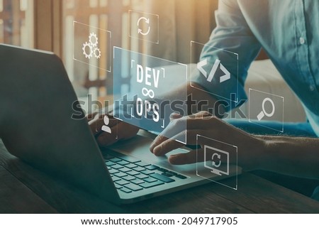 DevOps concept, software development and IT operations, agile programming Royalty-Free Stock Photo #2049717905
