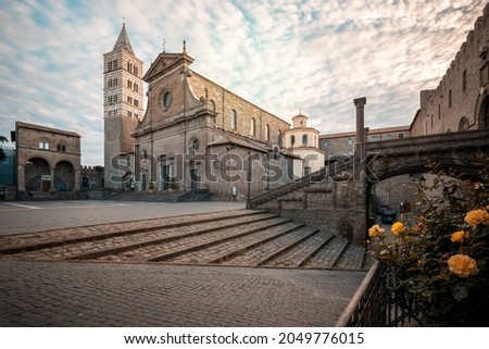 Pope Palace and Cathedral complex in the medieval town of Viterbo Royalty-Free Stock Photo #2049776015
