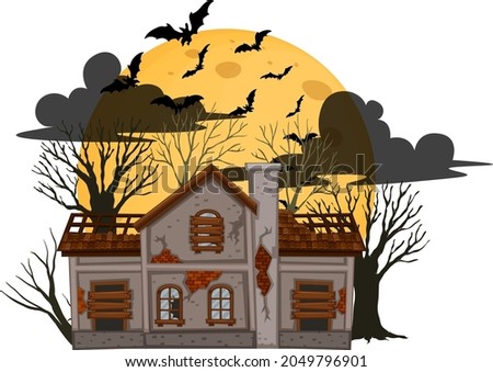 Isolated halloween abandoned house  illustration