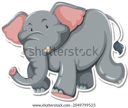 A sticker template of elephant cartoon character illustration