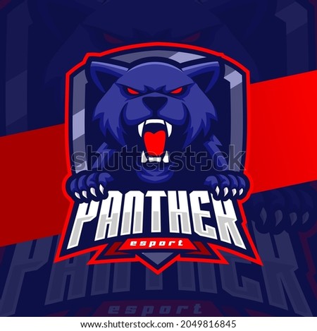 angry panther head mascot esport logo design character for sport and gaming
