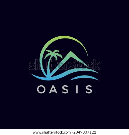 Oasis Flat Logo Vector for your company or business Royalty-Free Stock Photo #2049837122