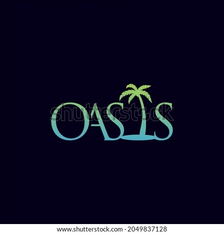 Oasis Flat Logo Vector for your company or business Royalty-Free Stock Photo #2049837128