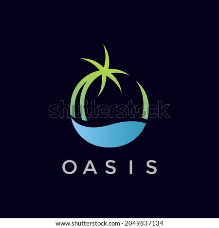 Oasis Flat Logo Vector for your company or business Royalty-Free Stock Photo #2049837134