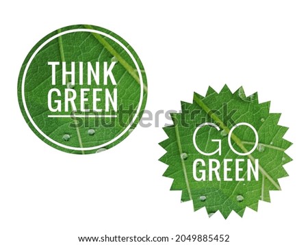 Think green and go green logo on white backgrund, eco concept banner and logo Royalty-Free Stock Photo #2049885452