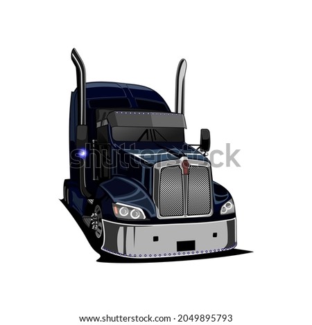 head semi truck vector side view