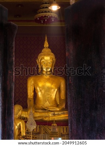 Buddha image in Wat Bang Khae Yai at Samut Songkhram