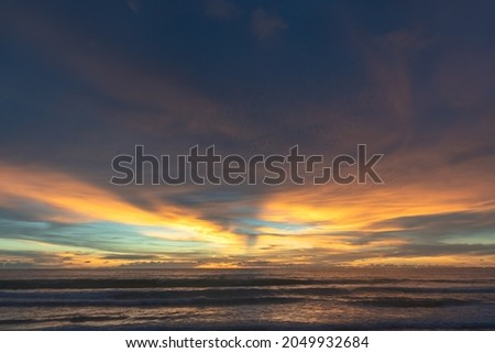 the colorful clouds are changing color in sky at sunset above the sea.
Gradient color. Sky texture, abstract nature background.
Sunset with strong color clouds at Karon beach Phuket.