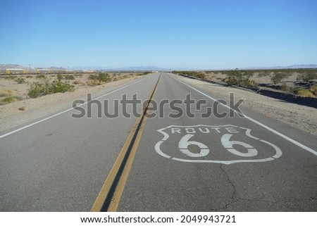 Route 66, Famous highway sixty six from Chicago to Los Angeles, photo from Mojave Desert in California, United States