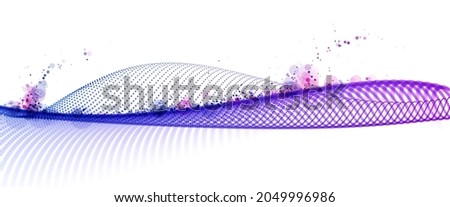 Dotted particles wave flow vector abstract technology and science background, big data flow, mixed colors, beautiful 3D airy light abstraction design dots array motion.