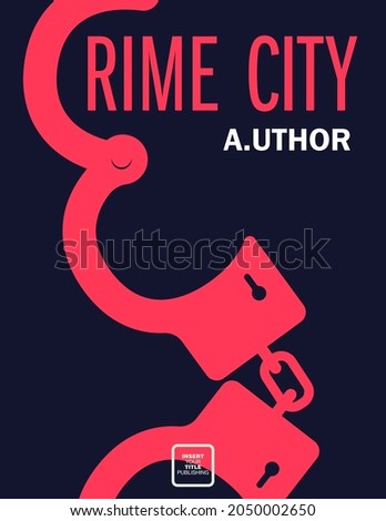 Unlocked handcuffs with the strand as the letter C in the Crime word. Fiction or non-fiction genre. Mid century style design. Applicable for books, posters, placards etc. Clipping mask used.
