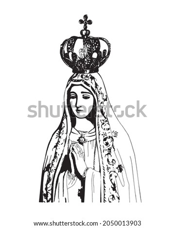 Our Lady of Fatima Illustration Virgin Mary catholic religion vector Royalty-Free Stock Photo #2050013903