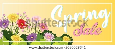 Floral spring banner template illustration