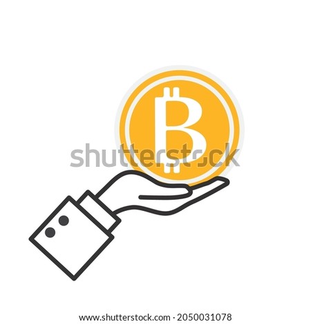  Hand hold bitcoin. illustration concept eps10 