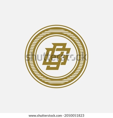 Monogram logo, Initial letters B, G, BG or GB, gold color on white background
