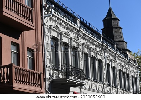 Lithuania, Kaunas, facades of pedestrian alley historic buildings