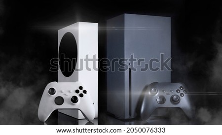 Next Generation consoles with fog Royalty-Free Stock Photo #2050076333