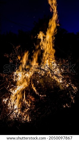 Fire burning in the middle of the night