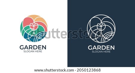 minimalist colorful garden logo set