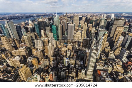 Aerial view of Manhattan, New York City.