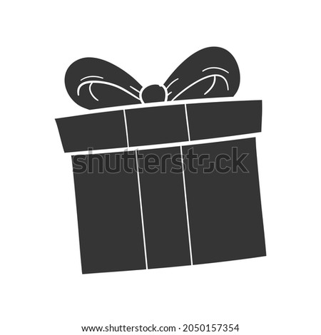 Present Icon Silhouette Illustration. Gift Box Vector Graphic Pictogram Symbol Clip Art. Doodle Sketch Black Sign.
