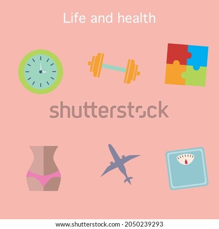 Objects for a healthy life. healthy life vector.
