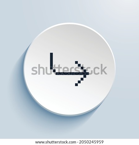 arrow return right pixel art icon design. Button style circle shape isolated on white background. Vector illustration