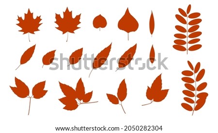 Rust colored leaf branch icon. Filled leaf silhouette glyph.