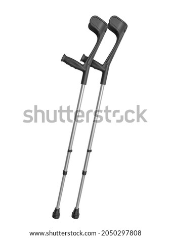 Photo of a pair of crutches isolated on white with detailed clipping path Royalty-Free Stock Photo #2050297808