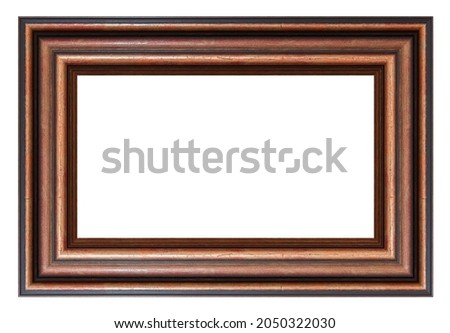 Old style vintage wooden brown frame isolated on a white background