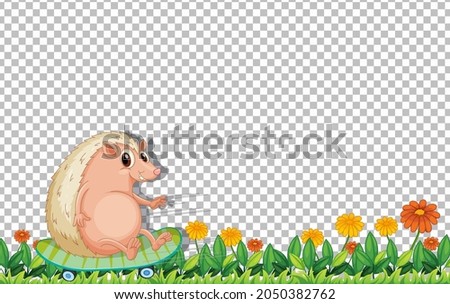 Hedgehog cartoon character on transparent background illustration