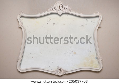 vintage frame on cement wall and outer part with wallpaper