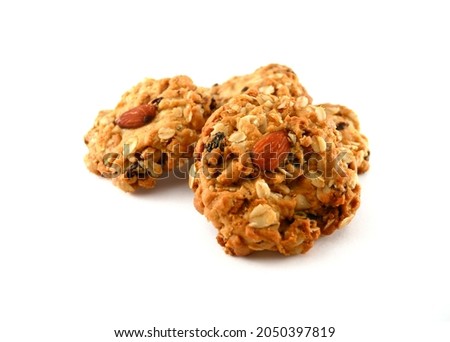 Homemade cereal Cookies on white background background.
