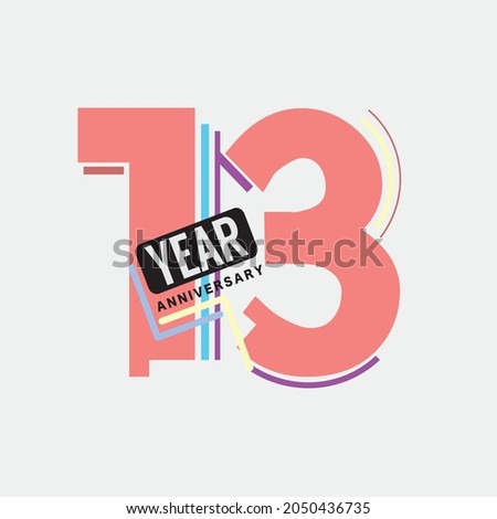13th Years Anniversary Logo Birthday Celebration Abstract Design Vector Illustration.