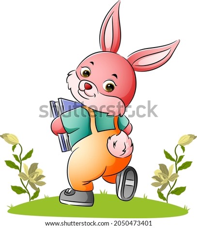 The rabbit student is holding a book of illustration