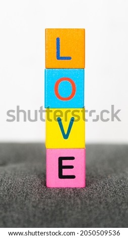 Love Colorful letters in portrait format
