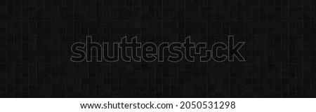 Panorama of Vintage black and grey mosaic kitchen wall pattern and background seamless