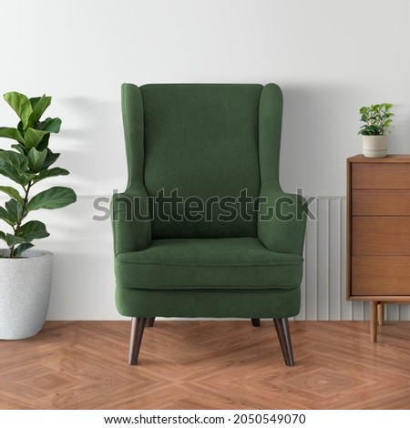 Green armchair sofa with design space Royalty-Free Stock Photo #2050549070
