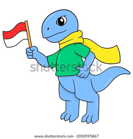Komodo dragons celebrate Indonesia independence, vector illustration art. doodle icon image kawaii.