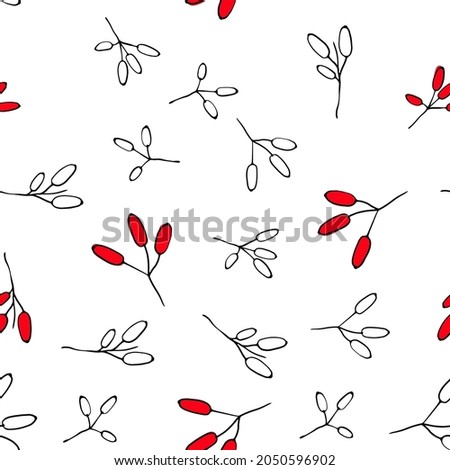 Barberry seamless pattern. Hand drawn berry background. Royalty-Free Stock Photo #2050596902