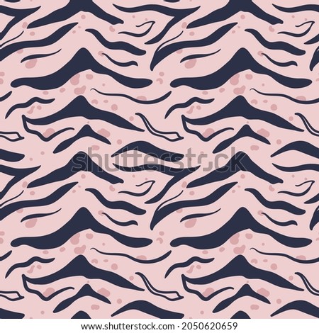 Cute animal print in pink color. Christmas tiger pattern. New Year trend texture for childish clothes, greeting cards, fabrics or wrapping paper.