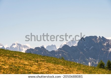 alpine landscape walking from Passo San Pellegrino to Fuciade refuge