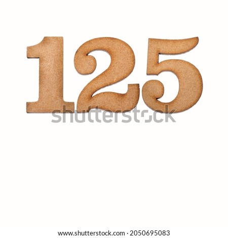 Number 125 - Piece of wood isolated on white background
