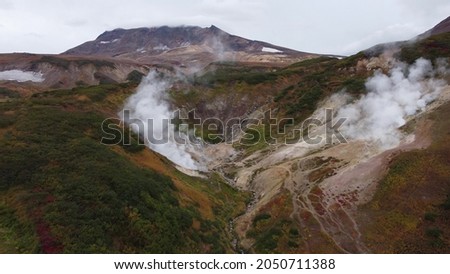 Steam geysers in Kamchatka (colorful picture)