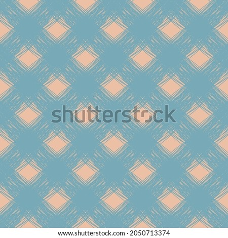 Diagonal scrim linen weave texture vector pattern. Seamless duotone blue pink woven yarn effect backdrop with scribbled strands of overlapping slanted lines. Close up faux cotton texture for wellness.