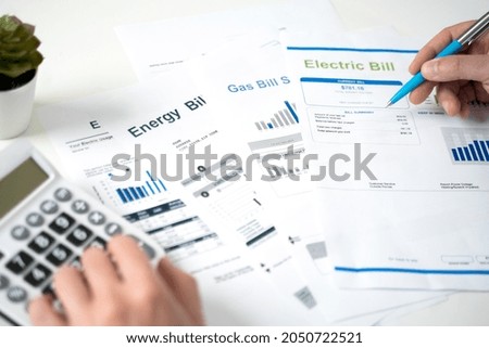 Gas bill statement and home energy consumption Royalty-Free Stock Photo #2050722521