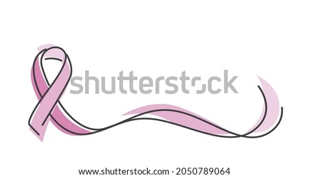 Pink ribbon breast cancer awareness symbol line design vector illustration
